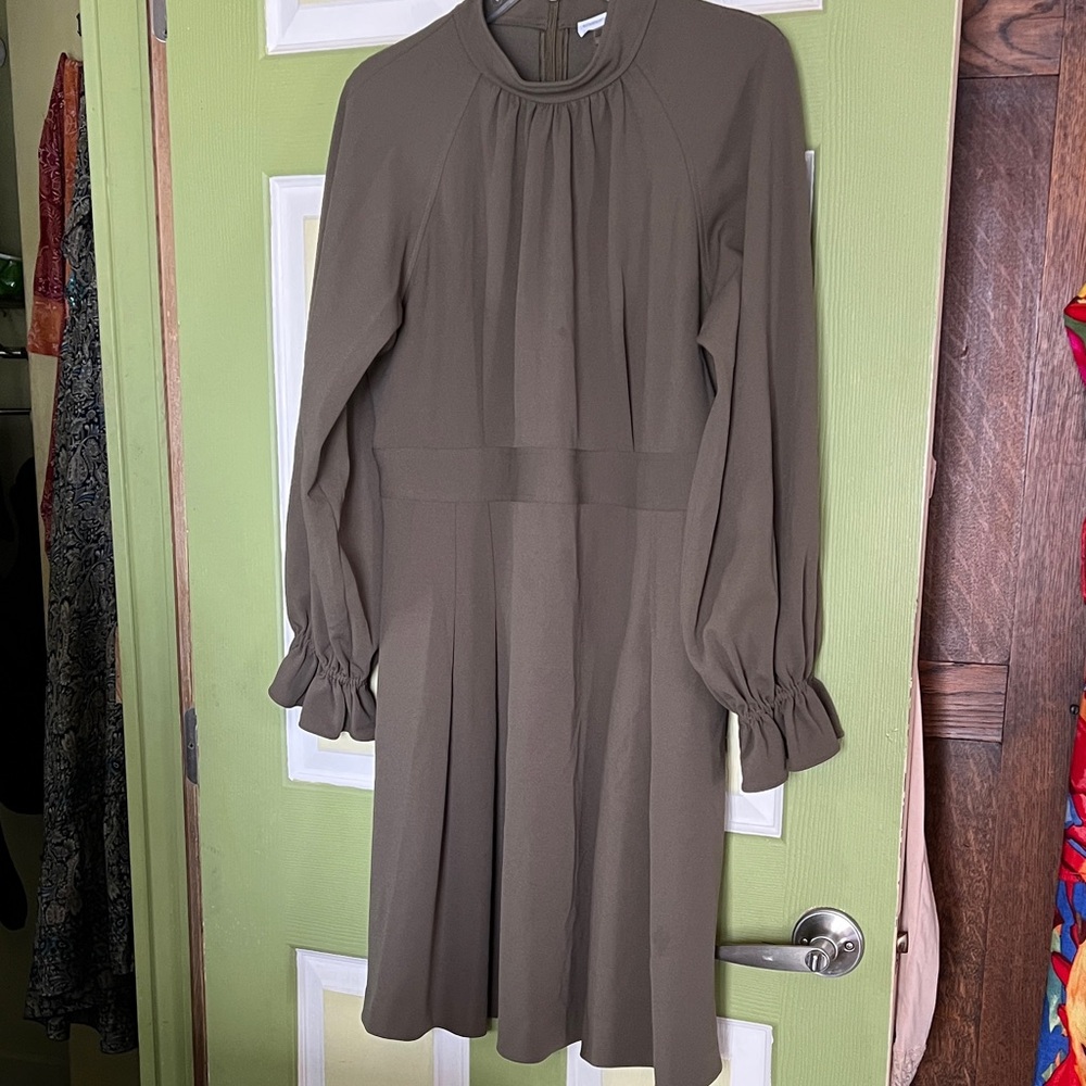 Calvin Klein Long Sleeve Olive Dress